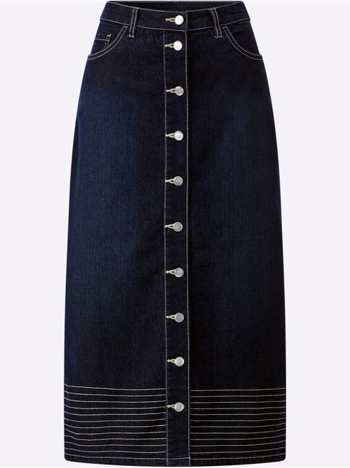 Jupe En Jean Coutures Contrastées - Taille Standard - helline - Kiabi