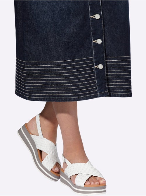 Jupe En Jean Coutures Contrastées - Taille Standard - helline - Kiabi