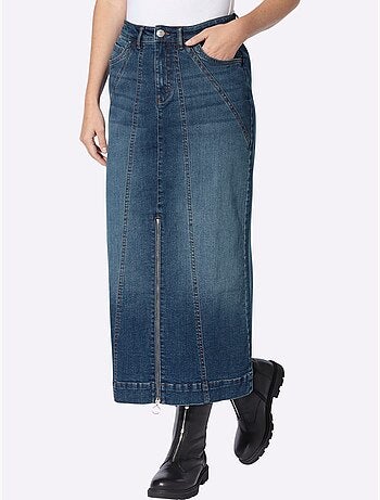 Jupe en jean délavé tendance - taille standard - helline