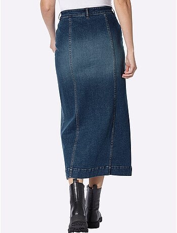 Jupe en jean délavé tendance - taille standard - helline