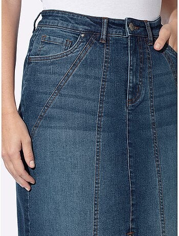Jupe en jean délavé tendance - taille standard - helline