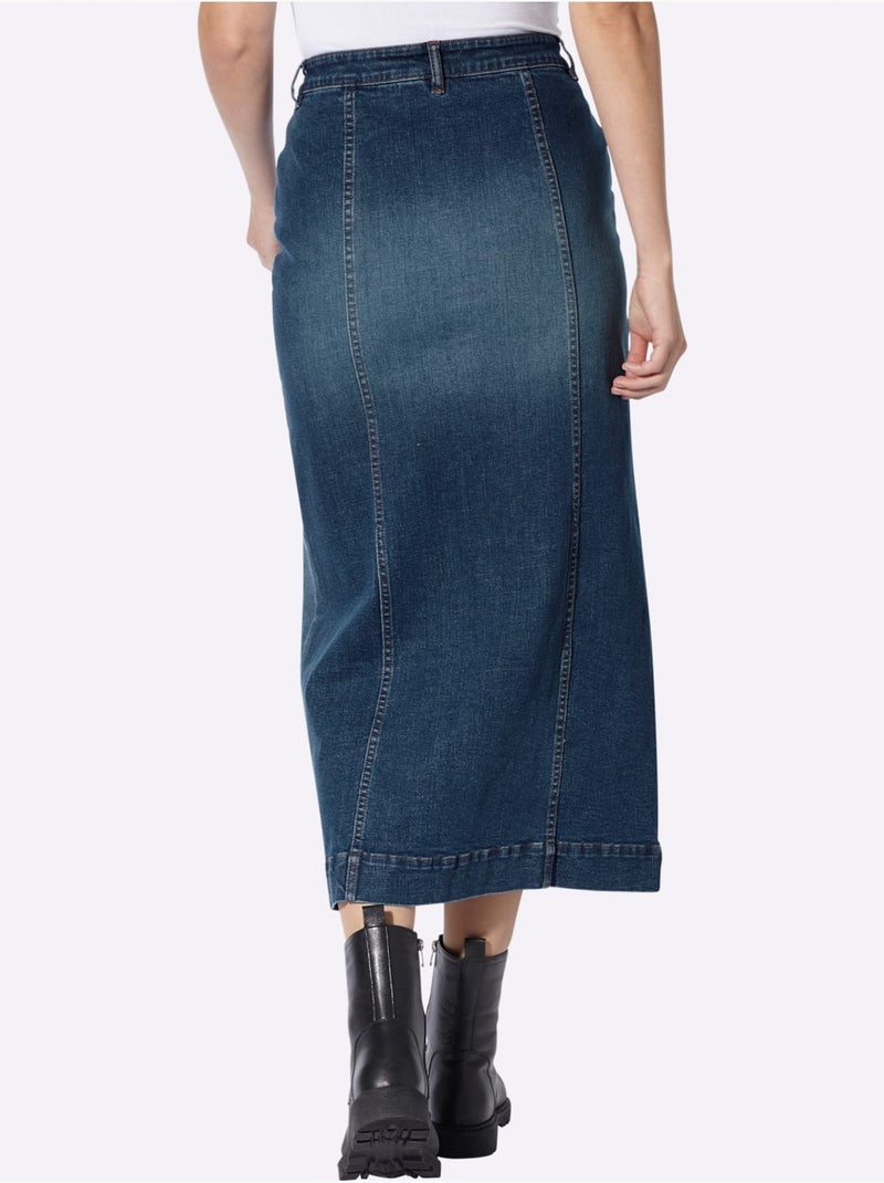 Jupe en jean délavé tendance - taille standard - helline Bleu jean - Kiabi