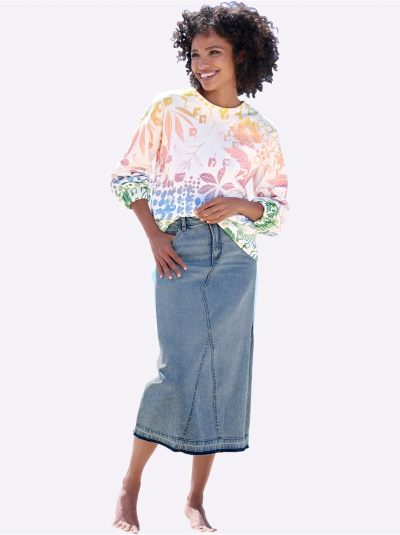 Jupe En Jean Délavé Tendance - Taille Standard - helline Bleu - Kiabi