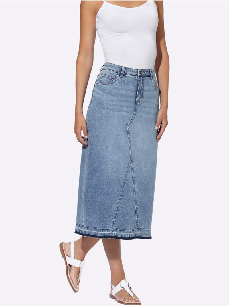 Jupe En Jean Délavé Tendance - Taille Standard - helline Bleu - Kiabi