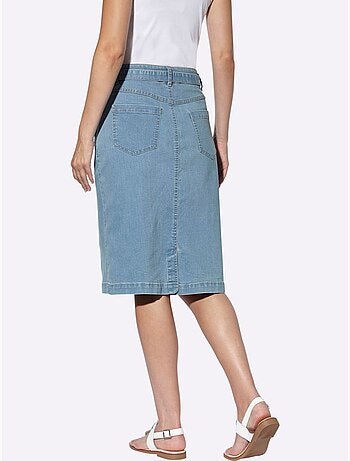 Jupe En Jean Détail Animal Brillant Sur Le Passant - Taille Standard - Helline