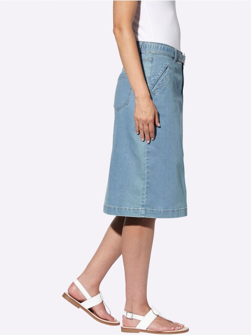 Jupe En Jean Détail Animal Brillant Sur Le Passant - Taille Standard - helline Bleu - Kiabi