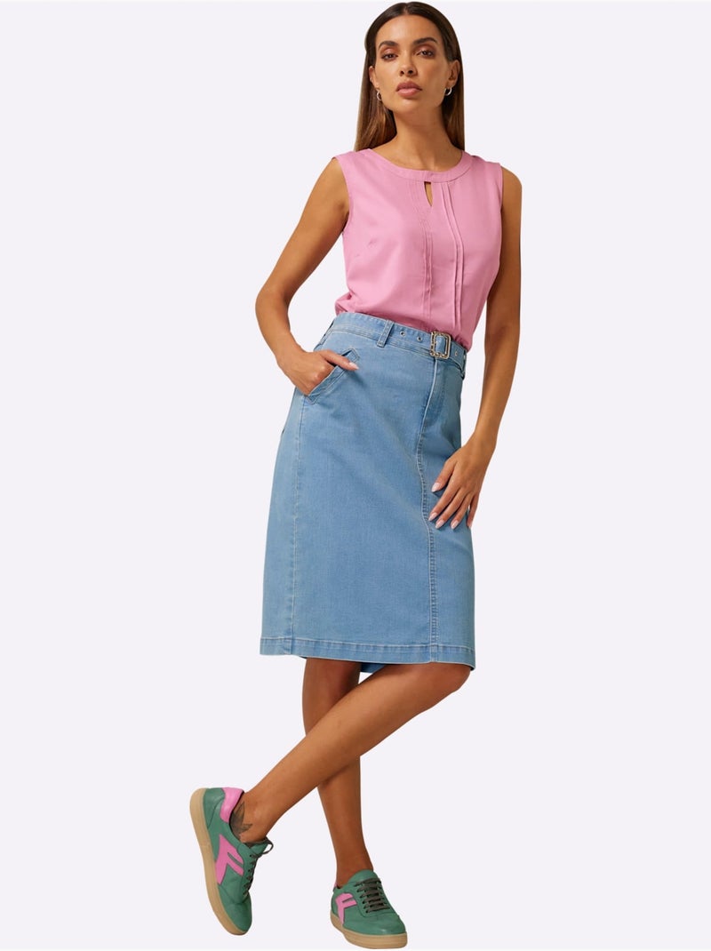 Jupe En Jean Détail Animal Brillant Sur Le Passant - Taille Standard - helline Bleu - Kiabi