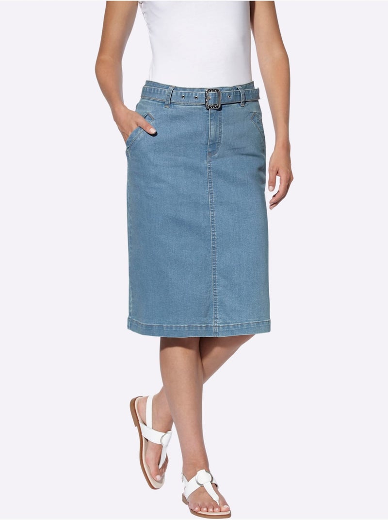 Jupe En Jean Détail Animal Brillant Sur Le Passant - Taille Standard - helline Bleu - Kiabi