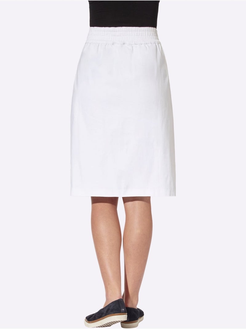 Jupe En Jean Dissimule Les Rondeurs - Taille Standard - Moda Vilona Blanc - Kiabi