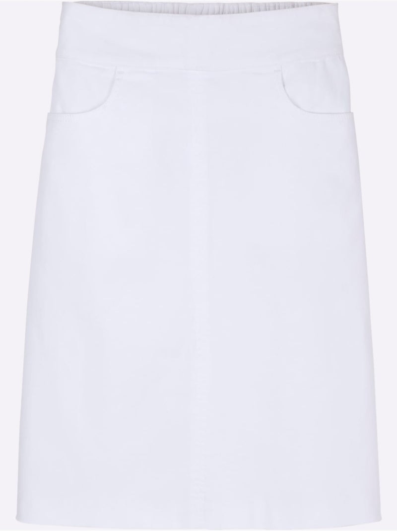 Jupe En Jean Dissimule Les Rondeurs - Taille Standard - Moda Vilona Blanc - Kiabi