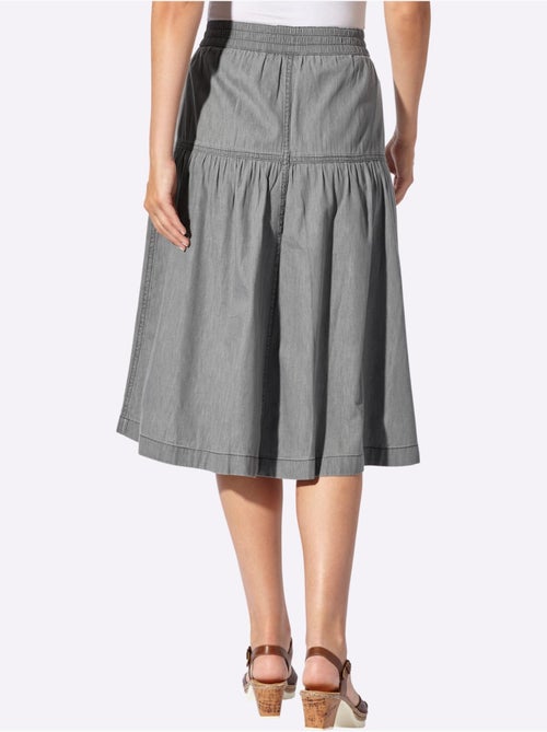 Jupe en jean fluide avec ceinture élastique et coutures détaillées - taille courte - witt - Kiabi
