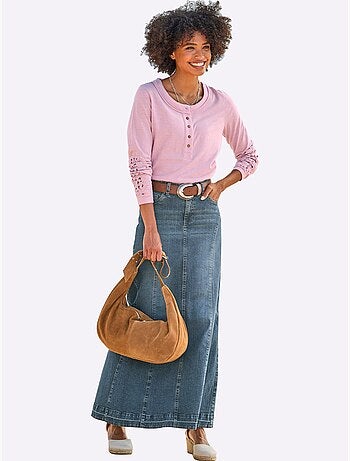 Jupe en jean godet longue à poches - Taille standard - Helline