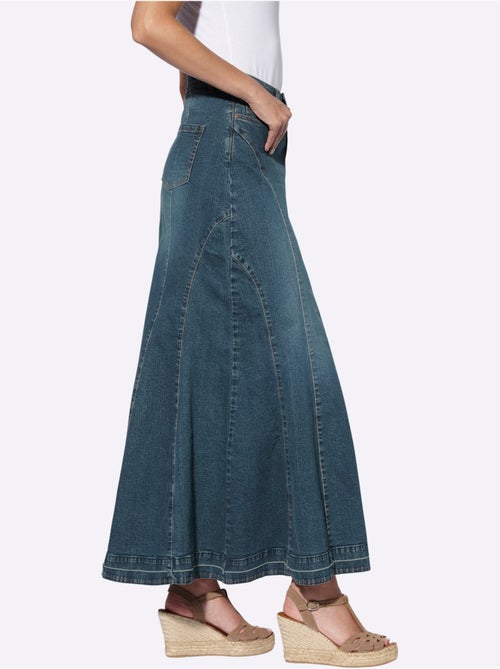 Jupe en jean godet longue à poches - Taille standard - Helline - Kiabi Jupe en jean godet longue à poches - Taille standard - Helline - Kiabi