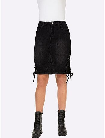 Jupe En Jean Lacets Sur Les Côtés - Taille Standard - Helline