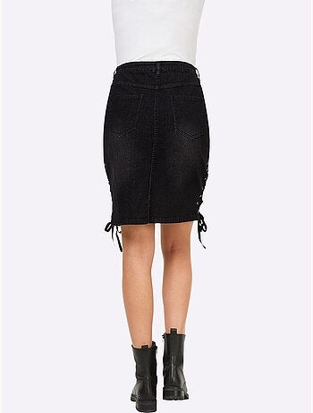 Jupe En Jean Lacets Sur Les Côtés - Taille Standard - Helline