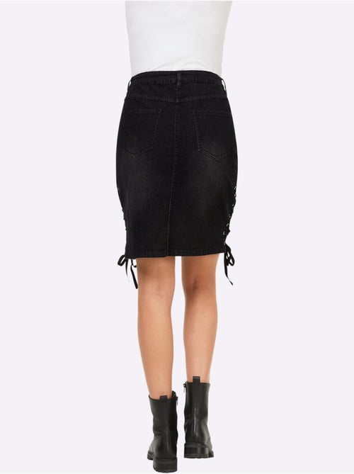 Jupe En Jean Lacets Sur Les Côtés - Taille Standard - Helline - Kiabi