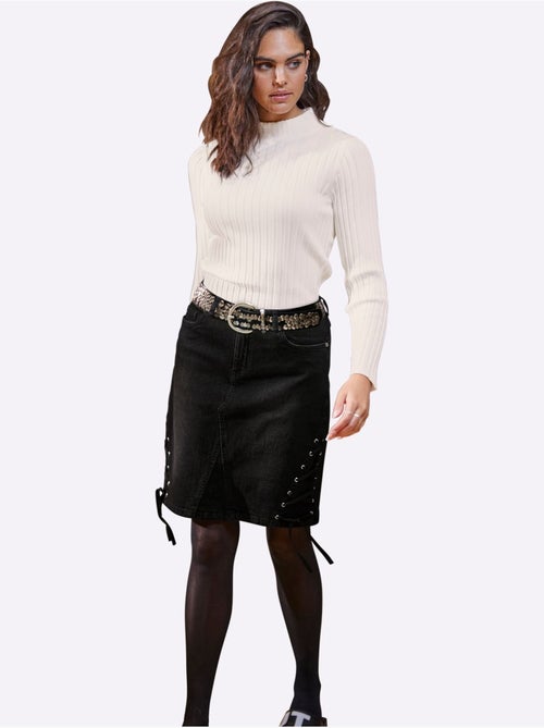 Jupe En Jean Lacets Sur Les Côtés - Taille Standard - Helline - Kiabi