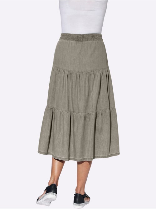 Jupe en jean légère avec ceinture élastique et volants froncés - Taille courte - Witt - Kiabi