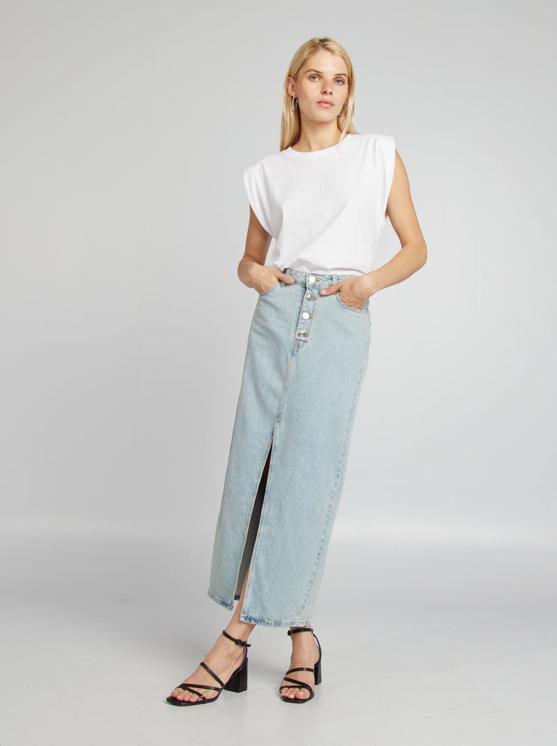 Jupe en jean midi Bleu - Kiabi