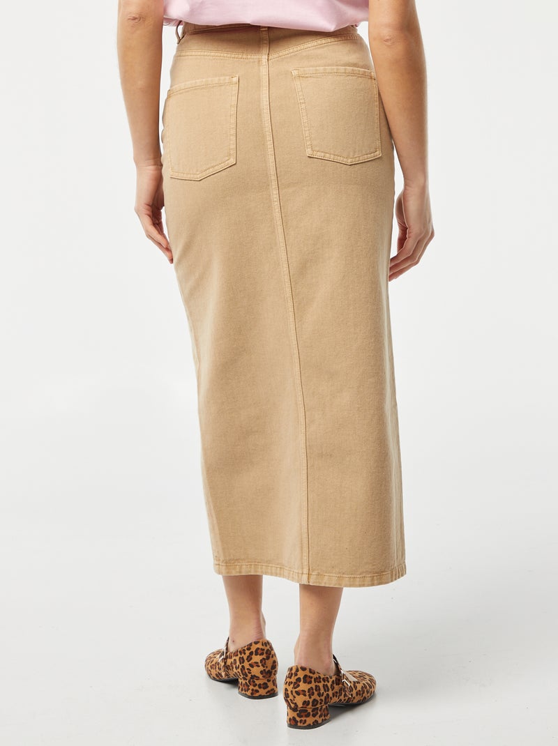 Jupe en jean midi MARRON - Kiabi