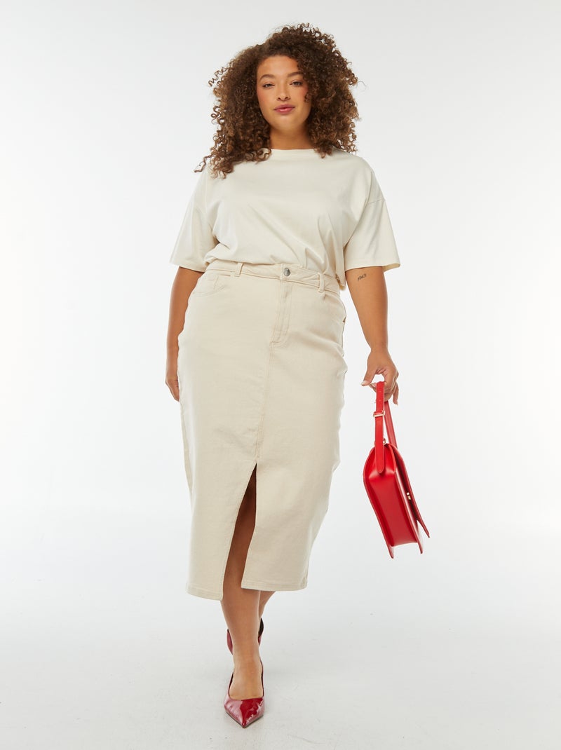 Jupe en jean midi Undyed - Kiabi