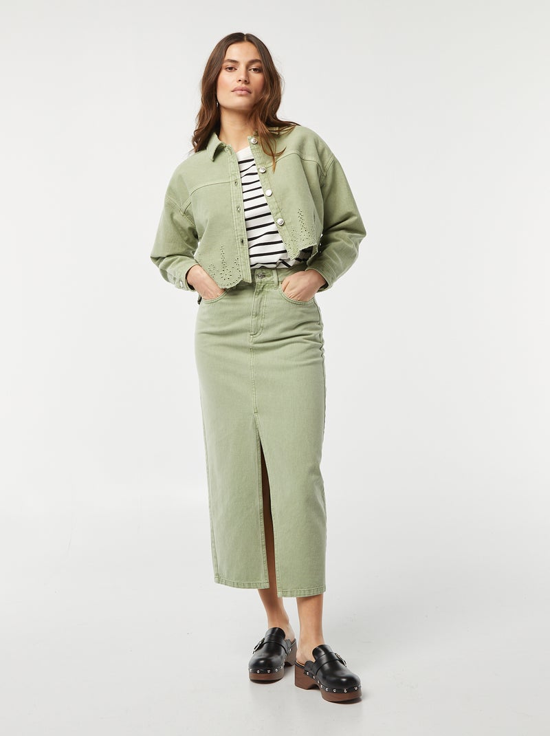 Jupe en jean midi VERT - Kiabi