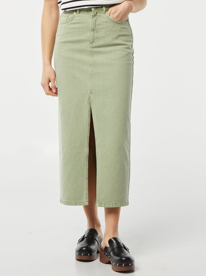 Jupe en jean midi VERT - Kiabi