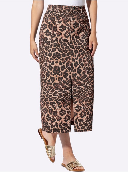 Jupe En Jean Motif Léopard Tendance - Taille Standard - Helline - Kiabi