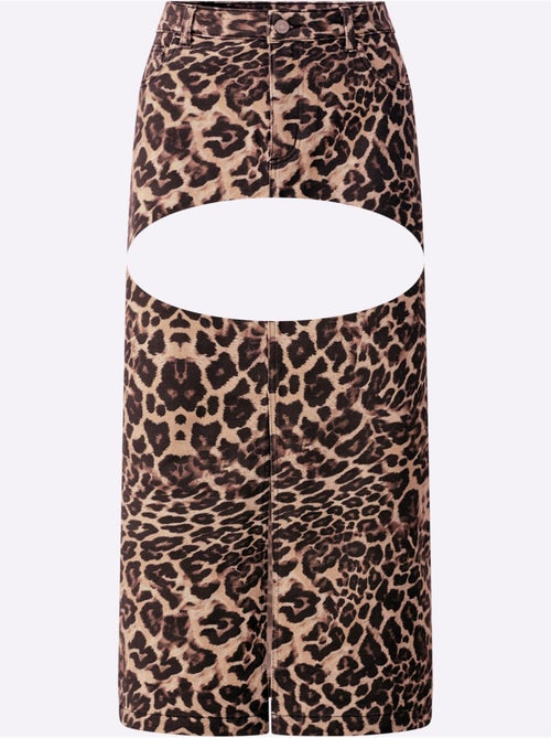 Jupe En Jean Motif Léopard Tendance - Taille Standard - Helline - Kiabi