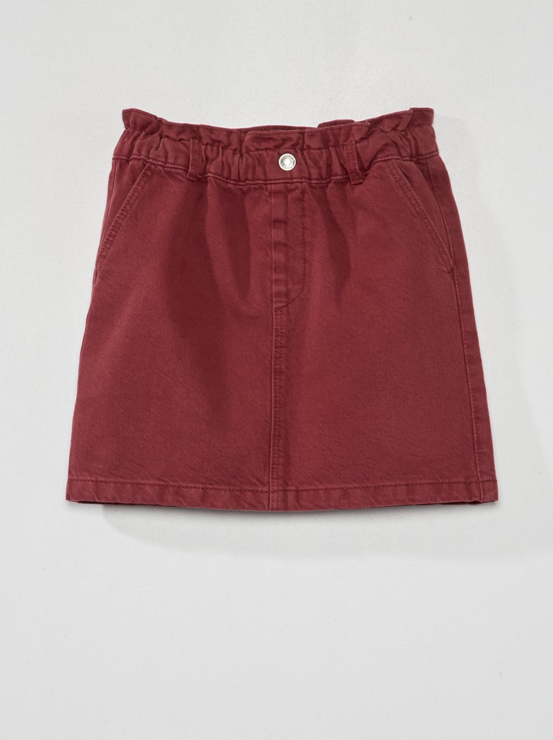 Jupe en jean paper-bag Bordeaux foncé - Kiabi