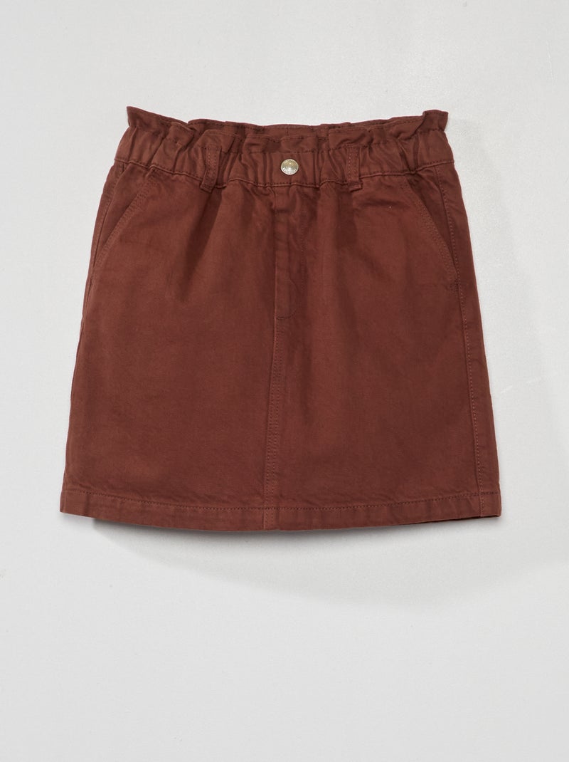 Jupe en jean paper-bag Chocolat - Kiabi