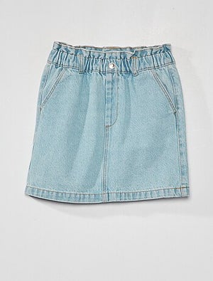Jupe-Short En Jean Pour Fille - Denim Souple Et Extensible - Coupe Ample - Taille 3 à 12 Ans - Rouge