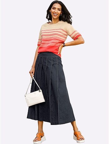 Jupe En Jean Petite Glissière Latérale Avec Bouton - Taille Standard - Moda Vilona