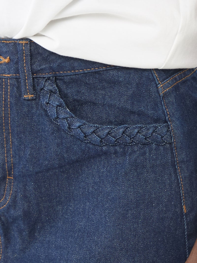 Jupe en jean poches tressées Bleu - Kiabi