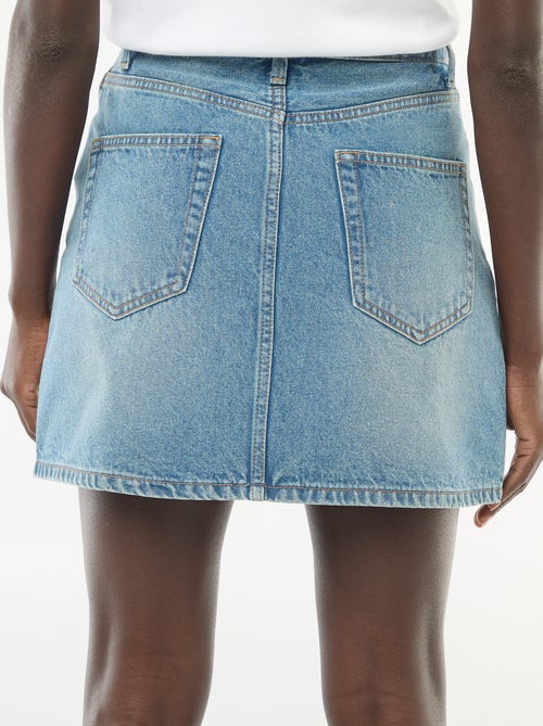 Jupe en jean poches tressées - Kiabi