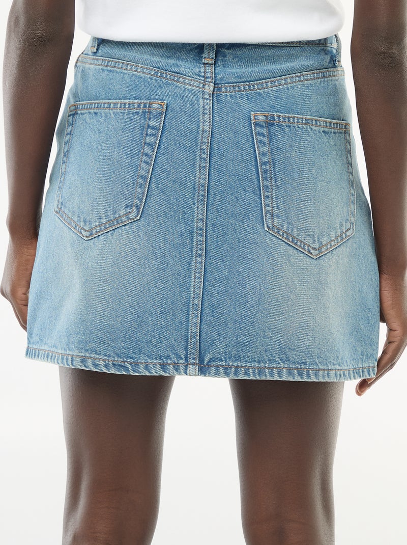 Jupe en jean poches tressées Bleu - Kiabi