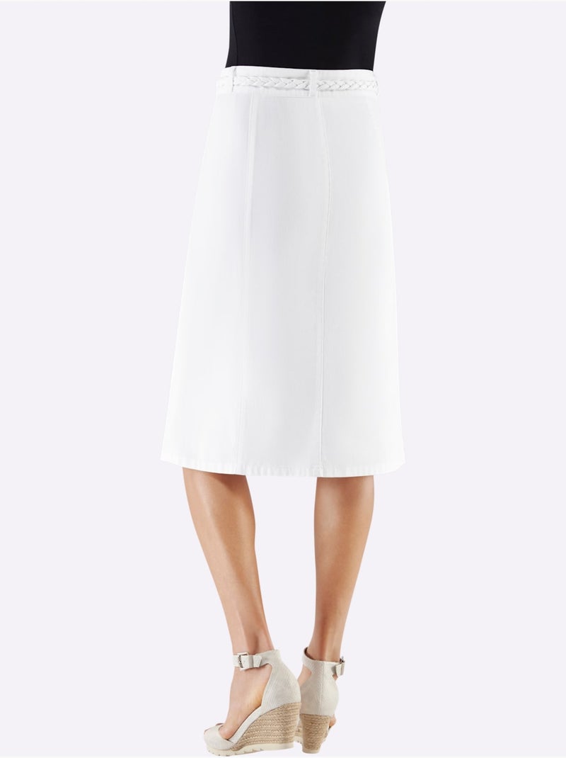 Jupe En Jean Pur Coton - Taille Standard - Witt Blanc - Kiabi