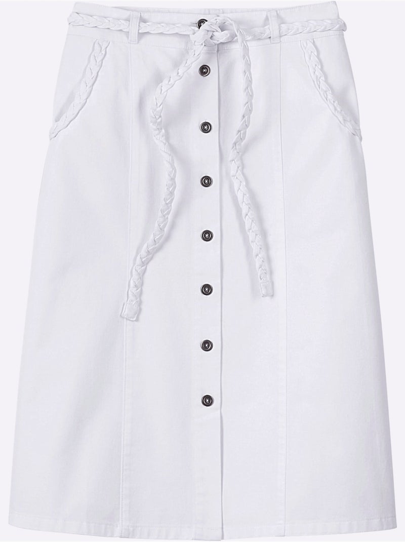 Jupe En Jean Pur Coton - Taille Standard - Witt Blanc - Kiabi