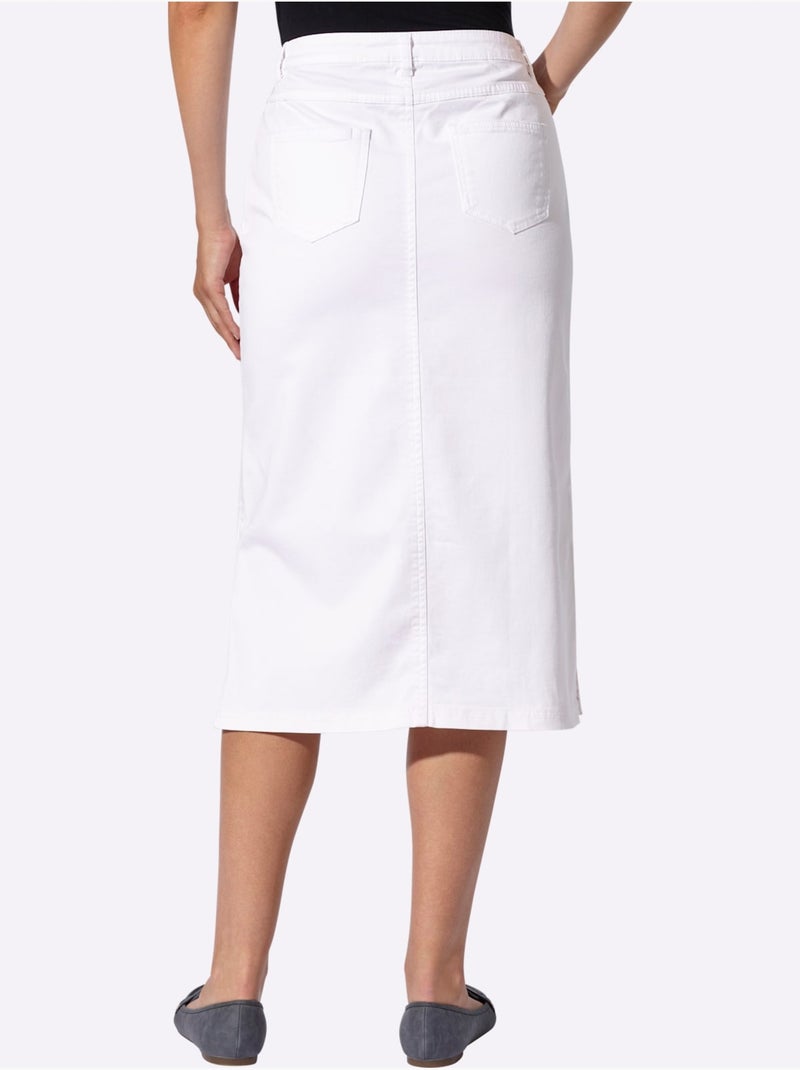 Jupe en jean qualité coton - taille courte - witt Blanc - Kiabi