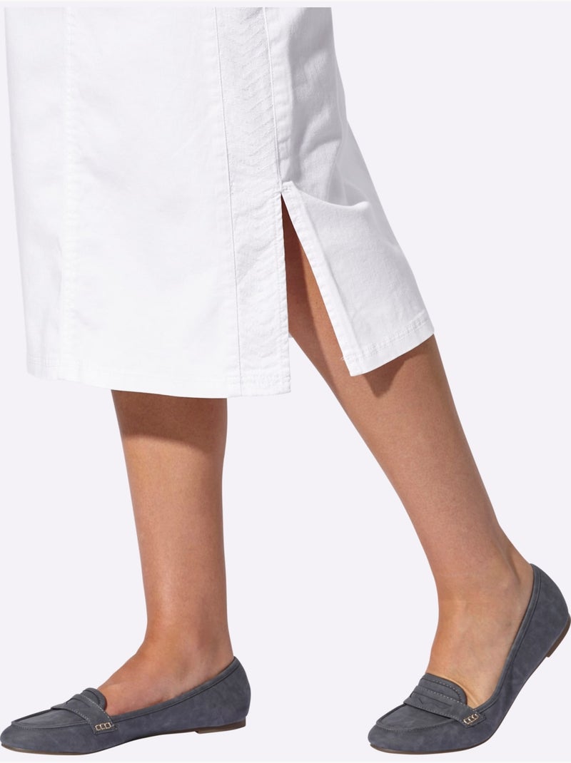Jupe en jean qualité coton - taille courte - witt Blanc - Kiabi
