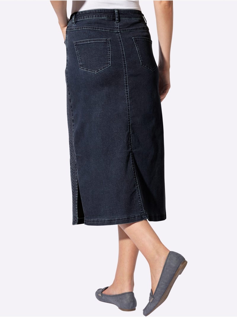 Jupe En Jean Qualité Coton - Taille Standard - Witt Bleu foncé - Kiabi