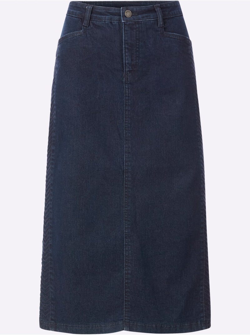 Jupe En Jean Qualité Coton - Taille Standard - Witt Bleu foncé - Kiabi