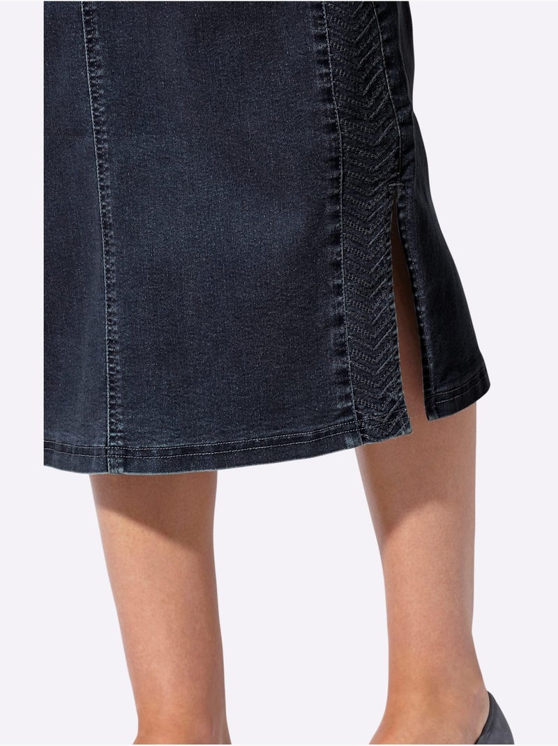 Jupe En Jean Qualité Coton - Taille Standard - Witt Bleu foncé - Kiabi