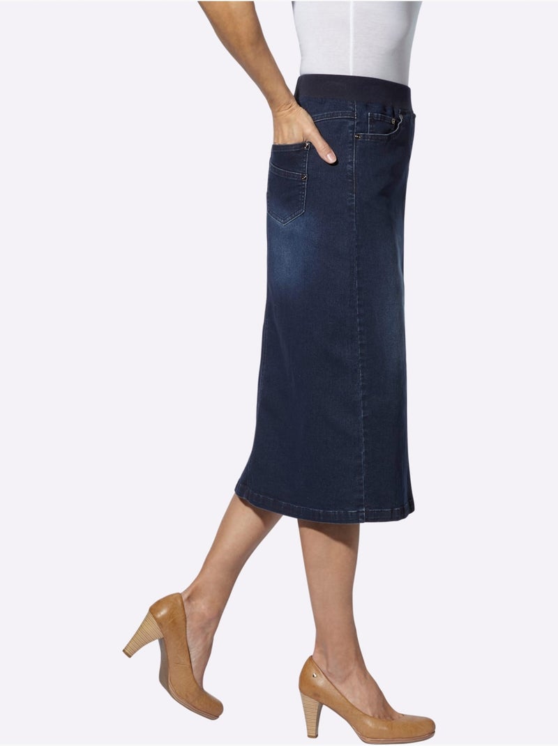 Jupe En Jean Qualité Coton - Taille Standard - Witt Bleu foncé - Kiabi