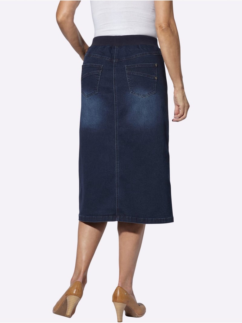 Jupe En Jean Qualité Coton - Taille Standard - Witt Bleu foncé - Kiabi