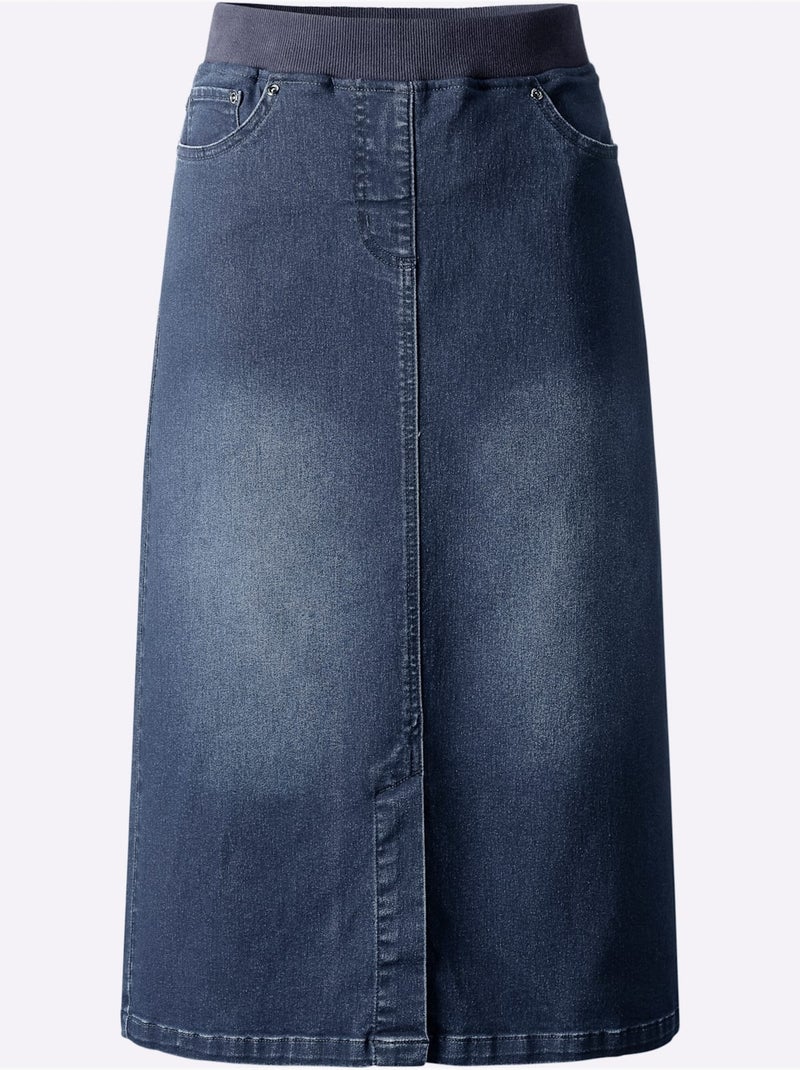 Jupe En Jean Qualité Coton - Taille Standard - Witt Bleu foncé - Kiabi