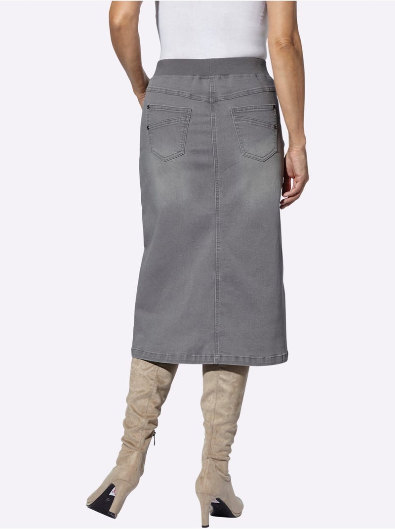 Jupe En Jean Qualité Coton - Taille Standard - Witt Gris - Kiabi