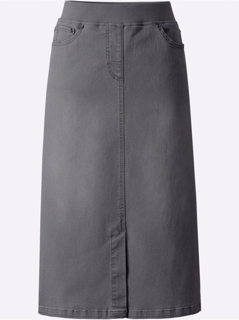 Jupe En Jean Qualité Coton - Taille Standard - Witt Gris - Kiabi