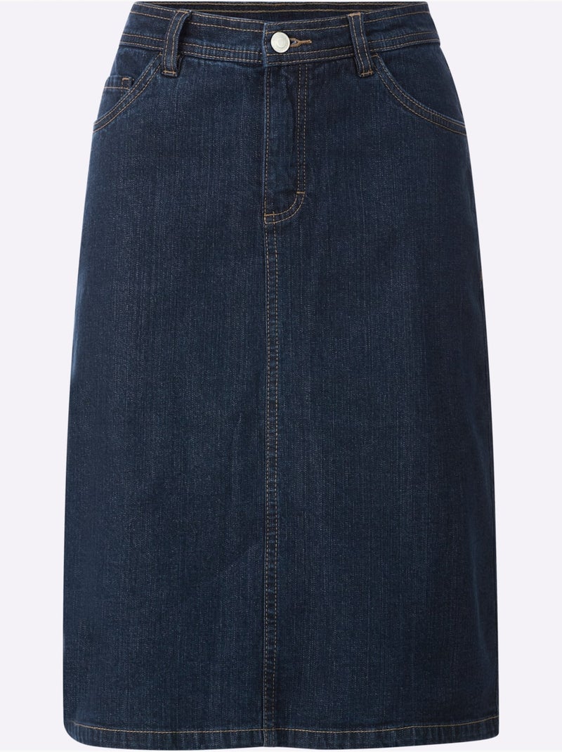 Jupe En Jean Qualité Coton Extensible Indéformable - Taille Standard - Witt Bleu foncé - Kiabi