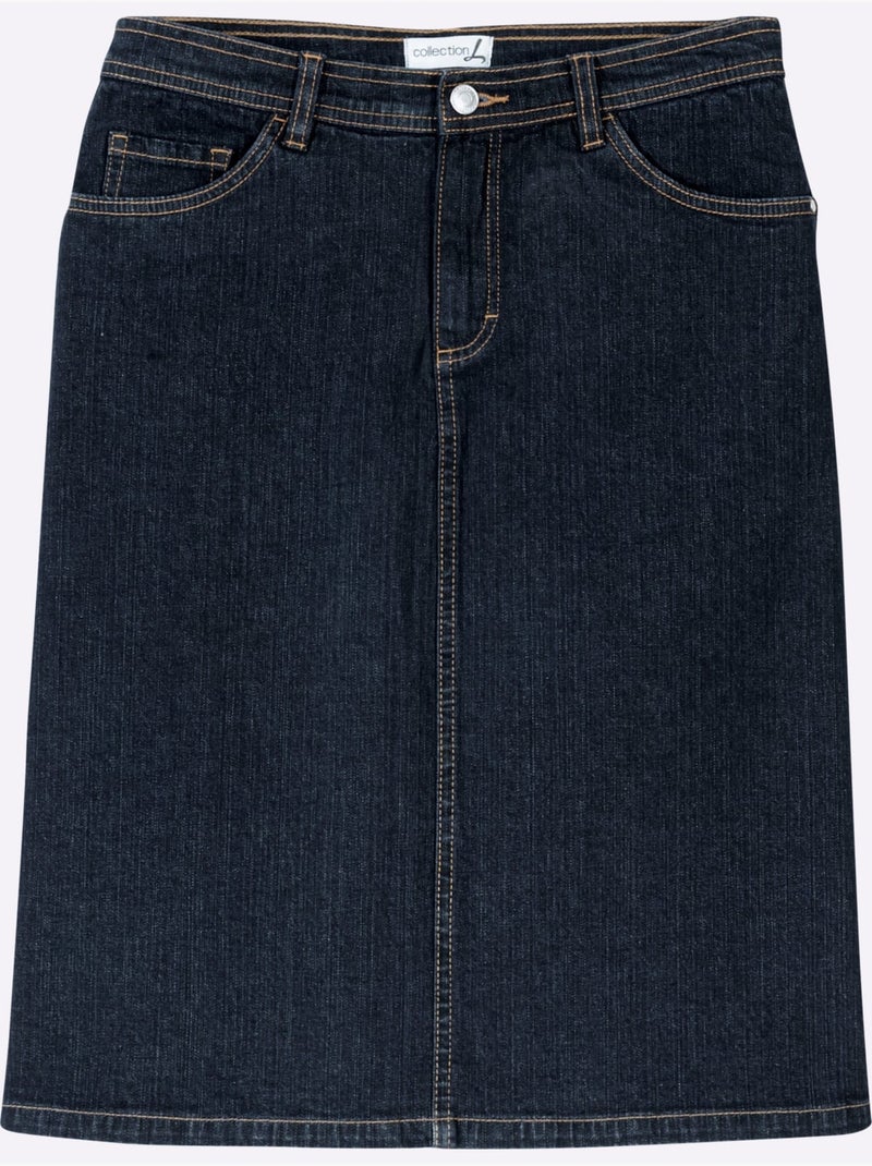 Jupe En Jean Qualité Coton Extensible Indéformable - Taille Standard - Witt Bleu foncé - Kiabi